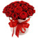 red roses in a hat box. Irkutsk